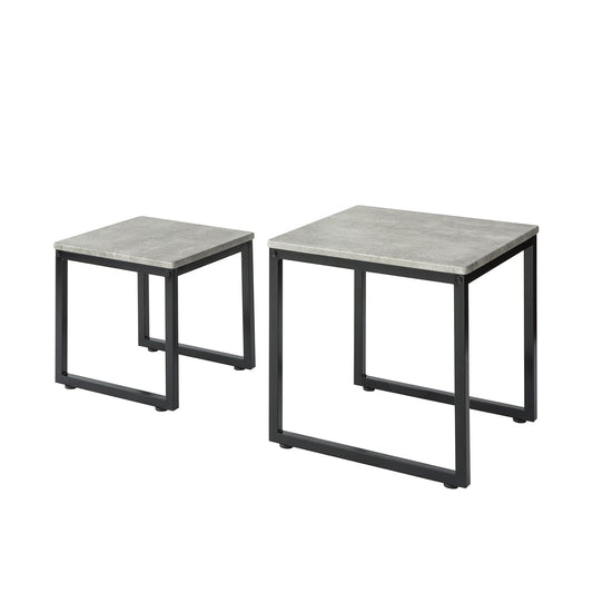 SoBuy Tables d'appoint - Lot de 2 - 50x50x50 cm - Max. 15KG - Gris