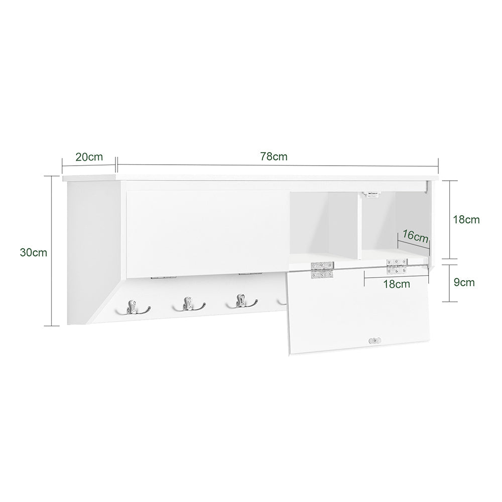 SoBuy Porte-manteau mural avec 2 portes et 5 crochets doubles - 78x20x30 cm - Max. 25KG - Blanc