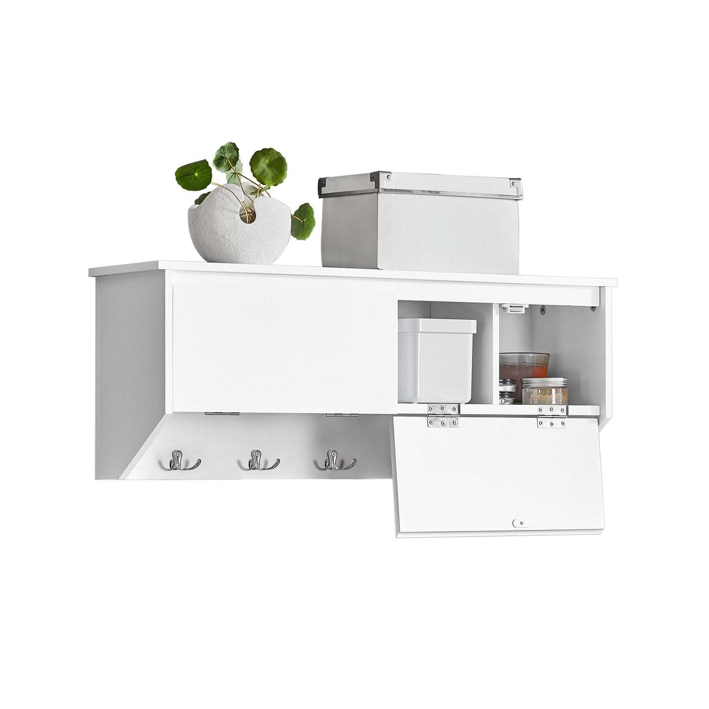 SoBuy Porte-manteau mural avec 2 portes et 5 crochets doubles - 78x20x30 cm - Max. 25KG - Blanc