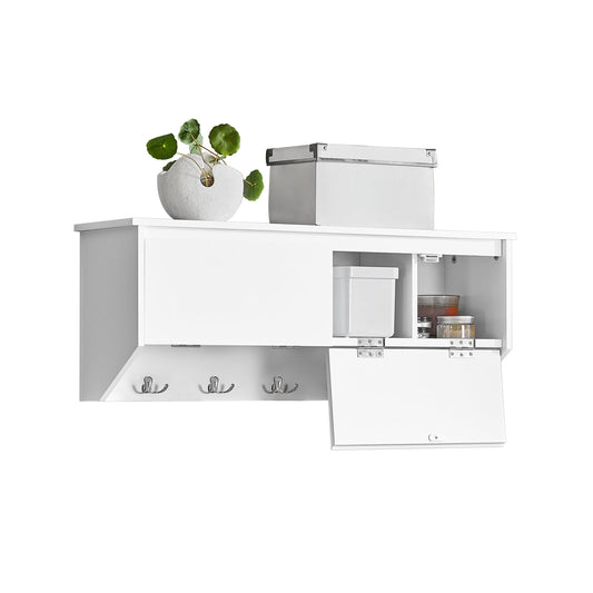 SoBuy Porte-manteau mural avec 2 portes et 5 crochets doubles - 78x20x30 cm - Max. 25KG - Blanc