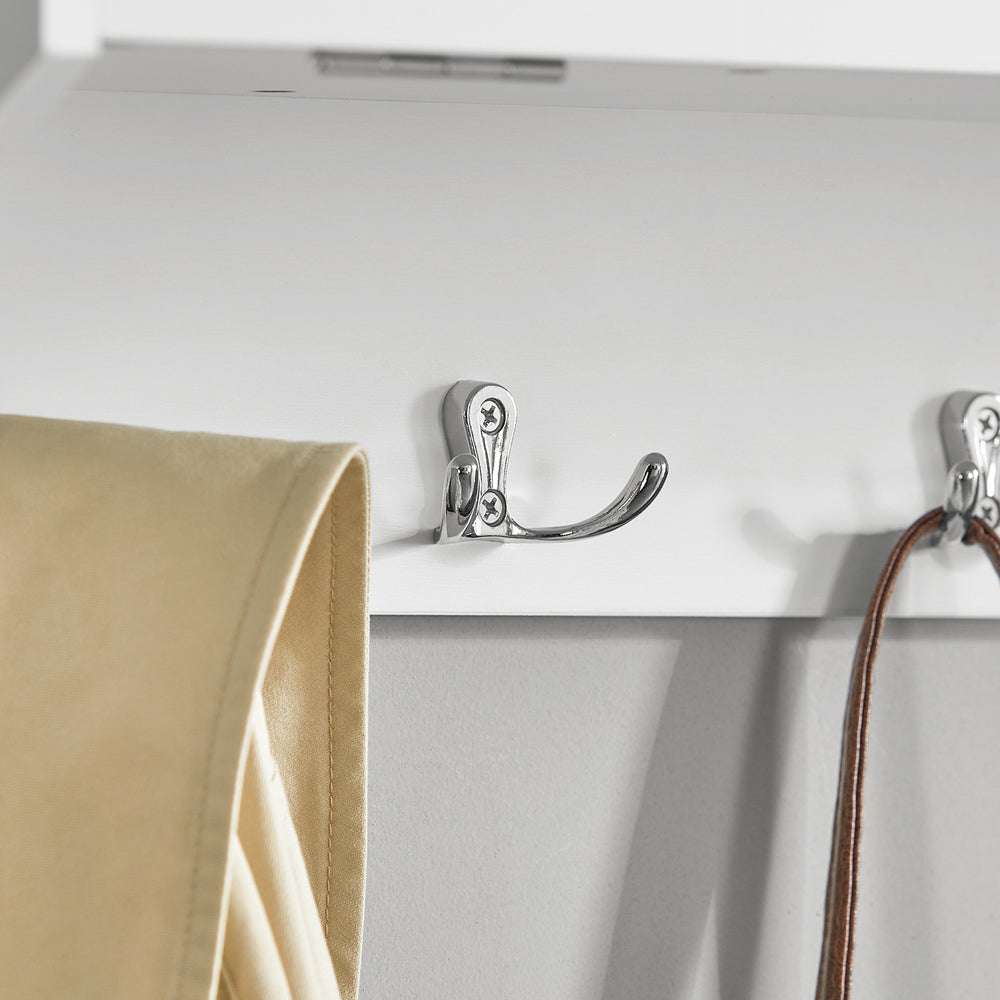 SoBuy Porte-manteau mural avec 2 portes et 5 crochets doubles - 78x20x30 cm - Max. 25KG - Blanc