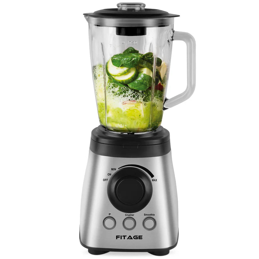 Blender - FITAGE - Blender de cuisine - 1200W et 1.9L - Gris métal