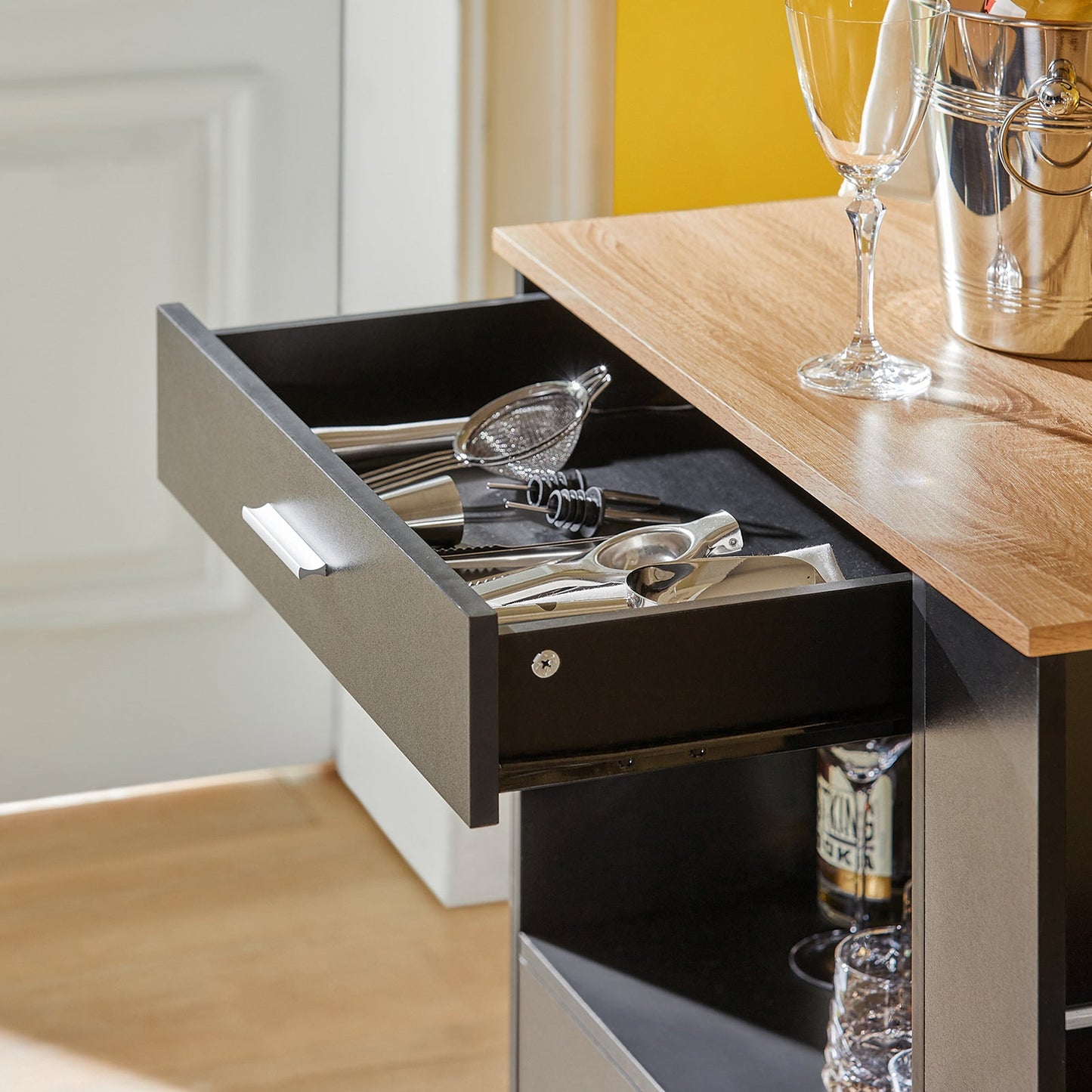 SoBuy FKW113-SCH Chariot de cuisine multifonctionnel à roulettes - 82x46x88 cm - Noir