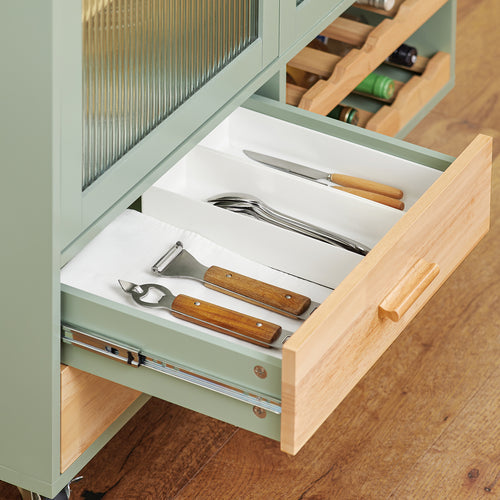 SoBuy - Ilot de cuisine central - Bois de bambou - 109 x 38 x 92 cm - Vert