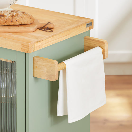 SoBuy - Ilot de cuisine central - Bois de bambou - 109 x 38 x 92 cm - Vert