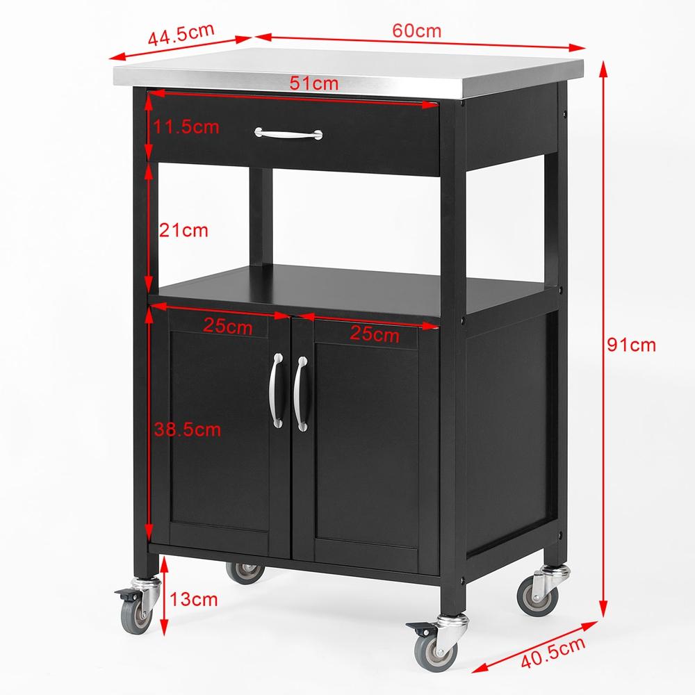 SoBuy Chariot de cuisine - 60 x 44,5 x 91cm - noir