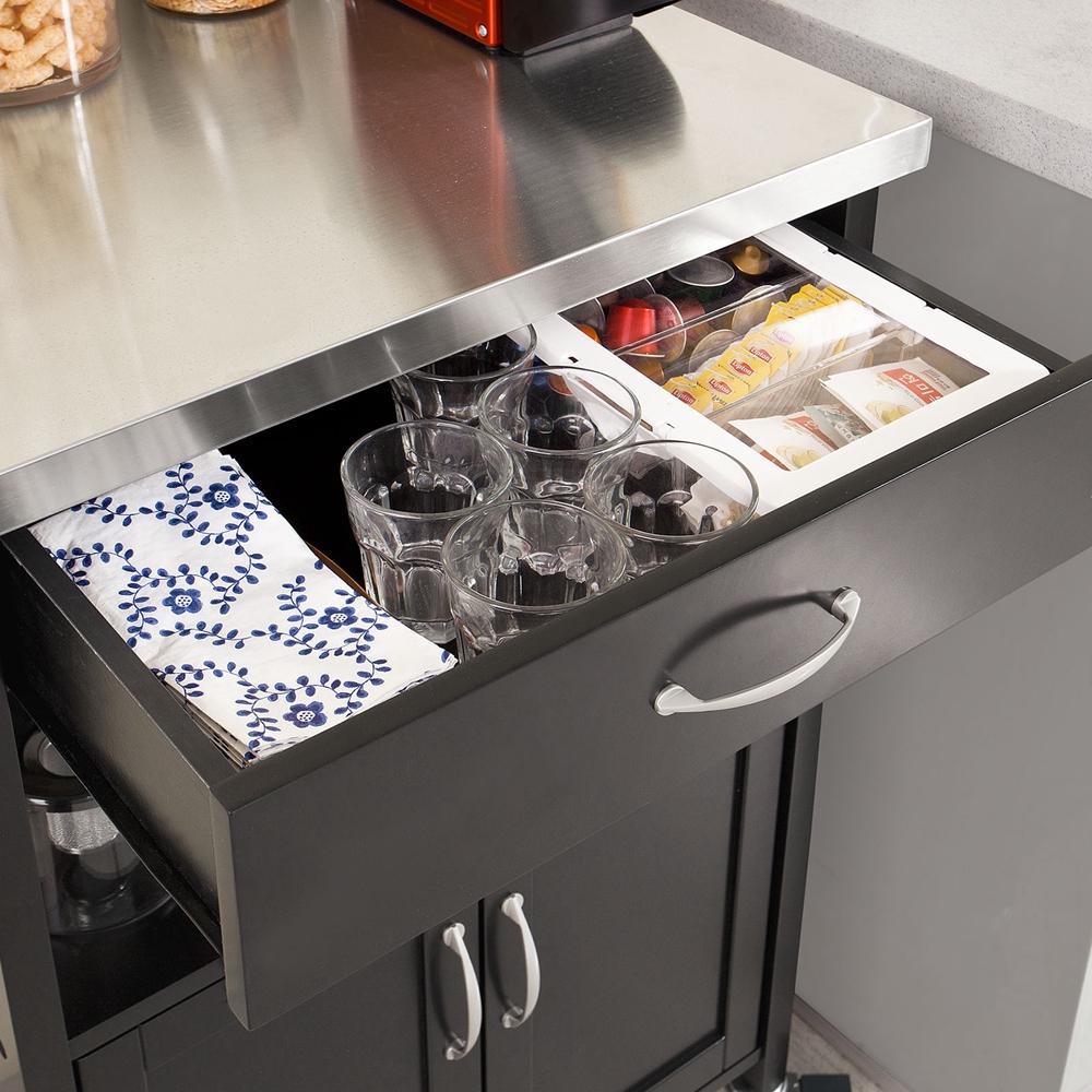 SoBuy Chariot de cuisine - 60 x 44,5 x 91cm - noir