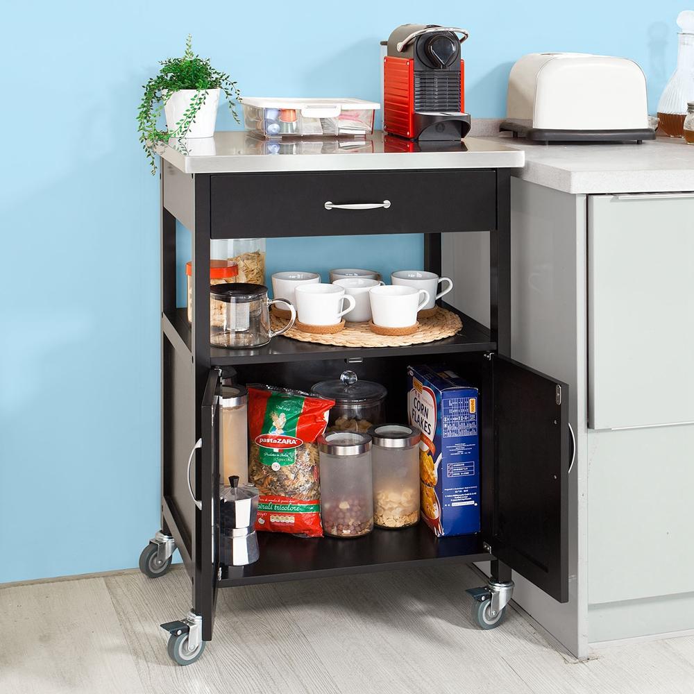 SoBuy Chariot de cuisine - 60 x 44,5 x 91cm - noir
