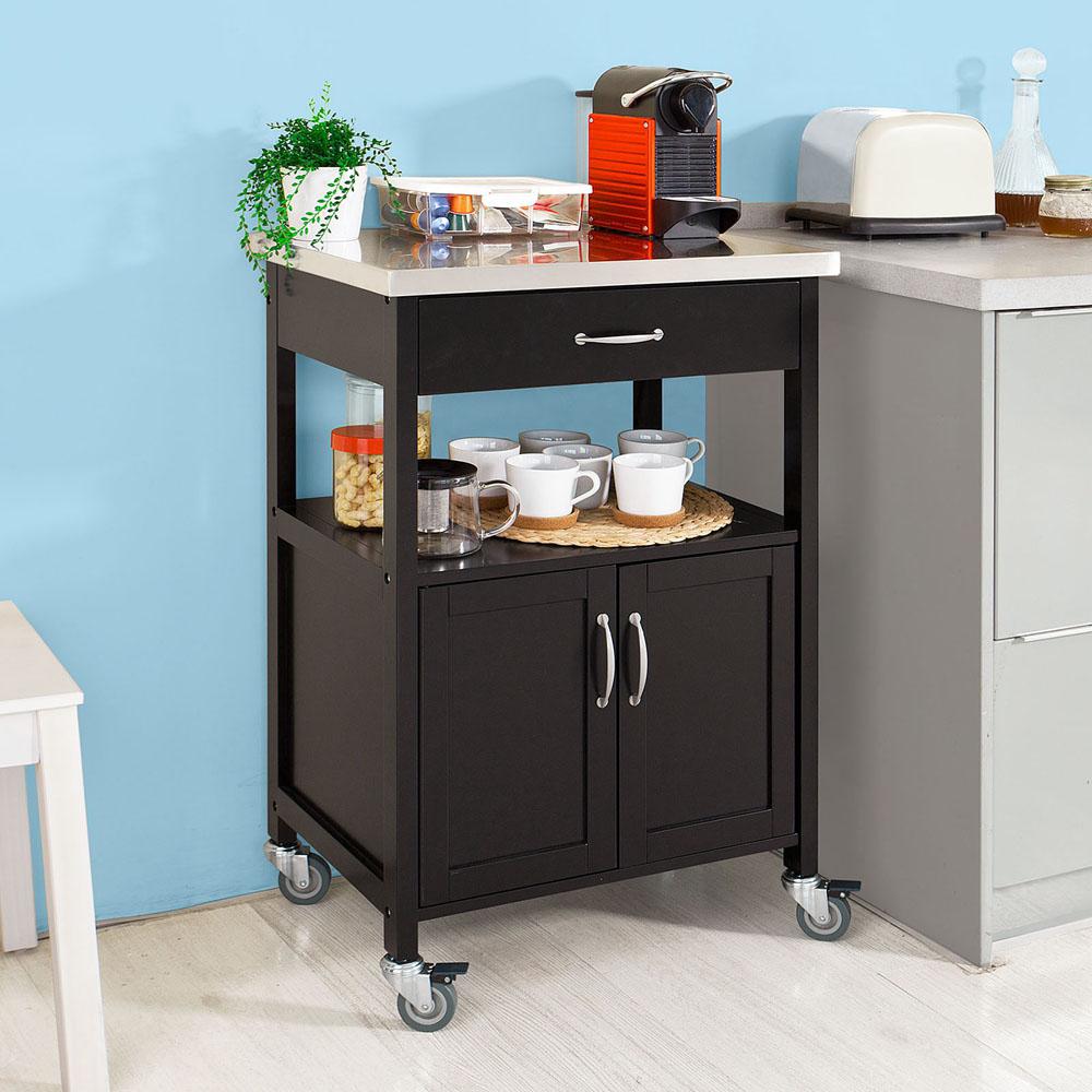 SoBuy Chariot de cuisine - 60 x 44,5 x 91cm - noir