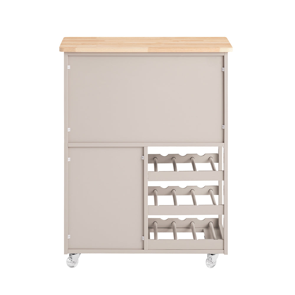 SoBuy FKW45-KA Chariot de cuisine à roulettes - Gris clair - 67x38x87 cm - Avec tiroir, portes et porte-bouteille