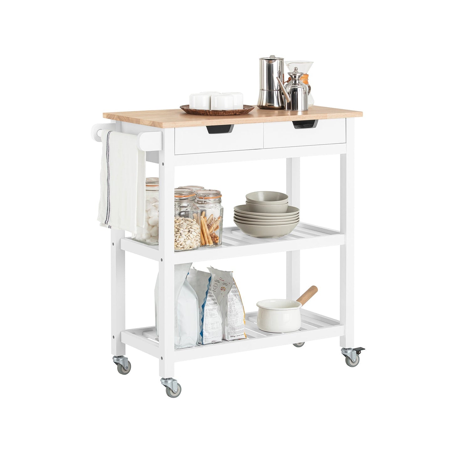 SoBuy Chariot de cuisine - 89x46x22cm - blanc