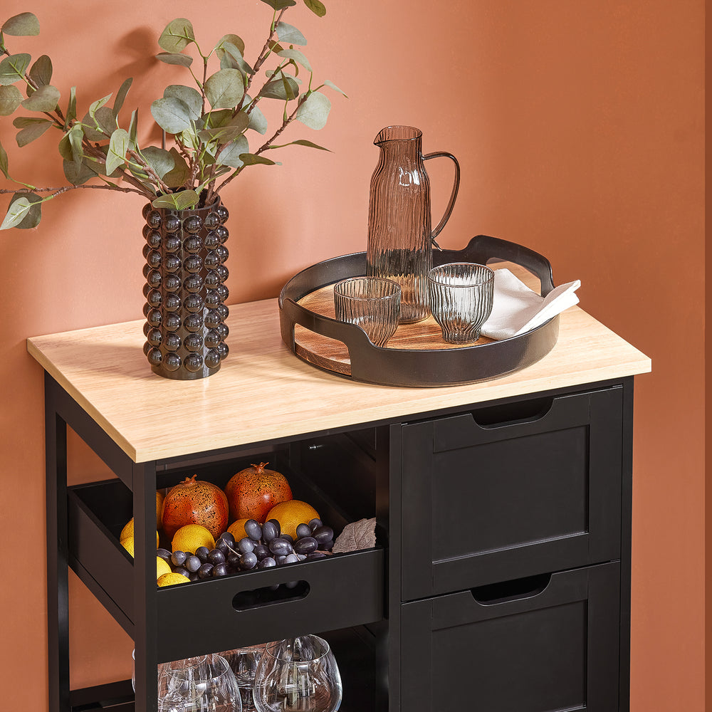 SoBuy FKW79-SCH Chariot de cuisine Chariot de service Chariot de cuisine - 3 grands tiroirs