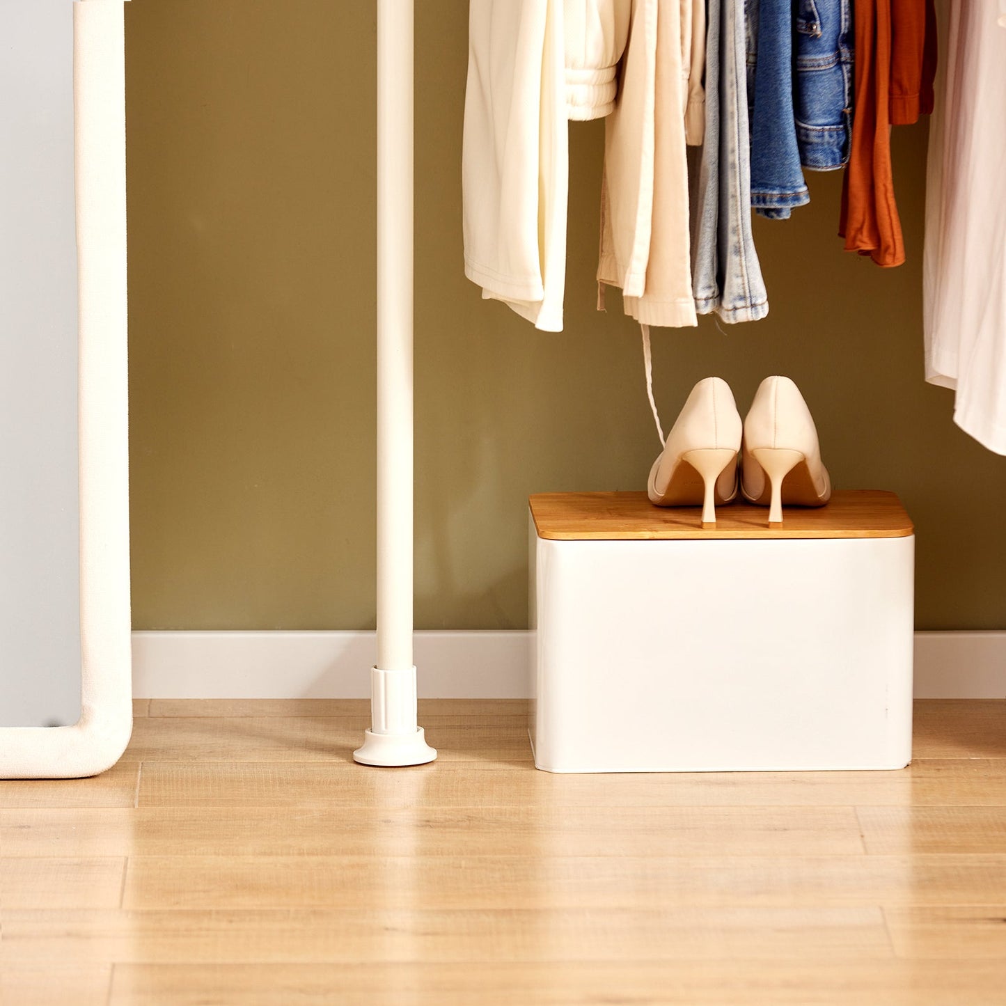 sobuy - étendoir à linge vertical - 75-126 × 200-295 cm - blanc