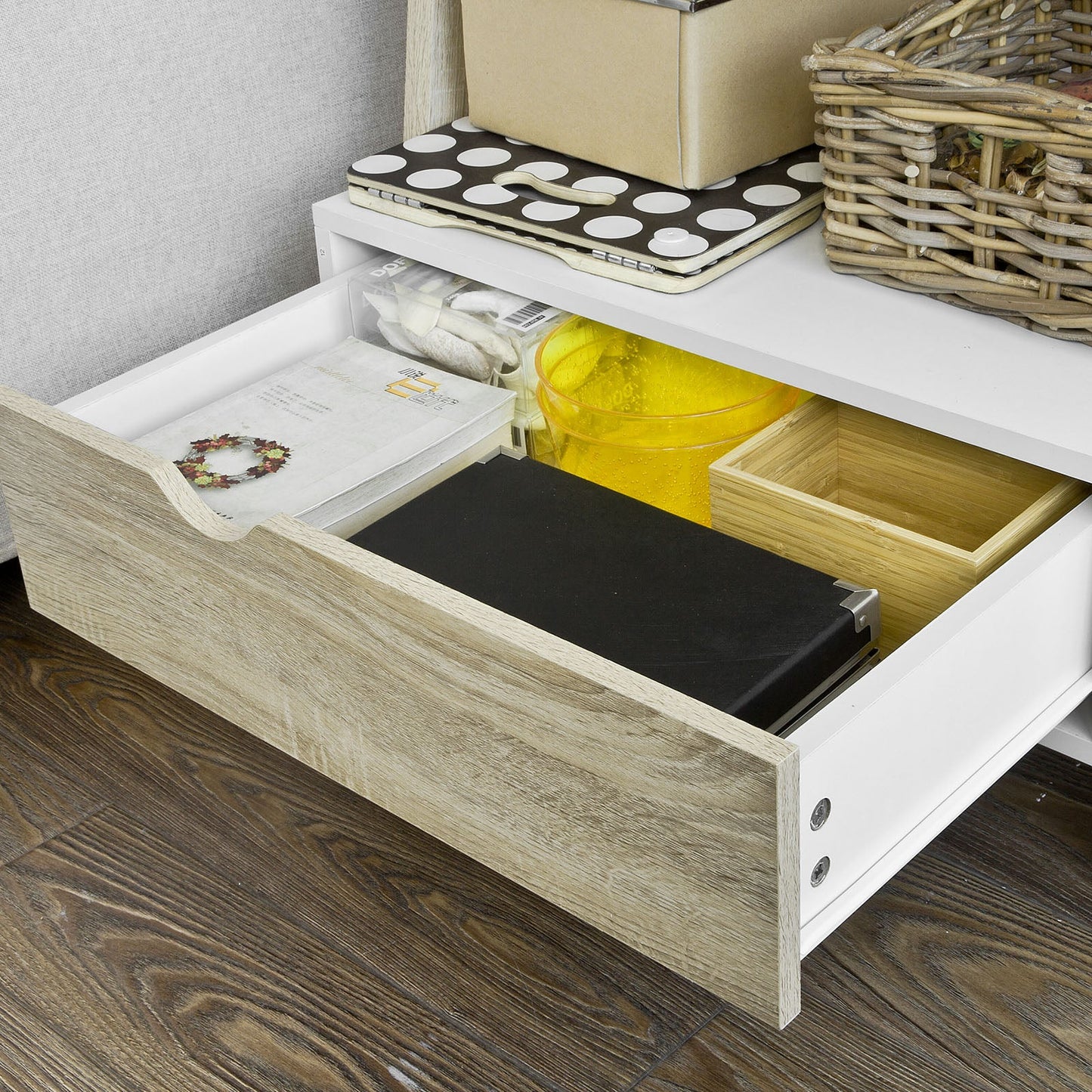 SoBuy FRG111-WN Bibliothèque avec bureau - Montage mural MDF/Panneau - 40 x 65 x 176 cm - Blanc/Naturel