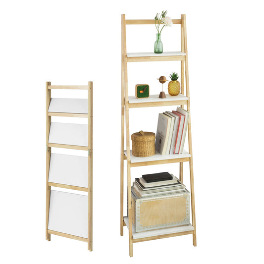 Étagère décorative - SoBuy - 4 planches incluses - Pliable - 34 x 42 x 140 cm - Bois d'hévéa