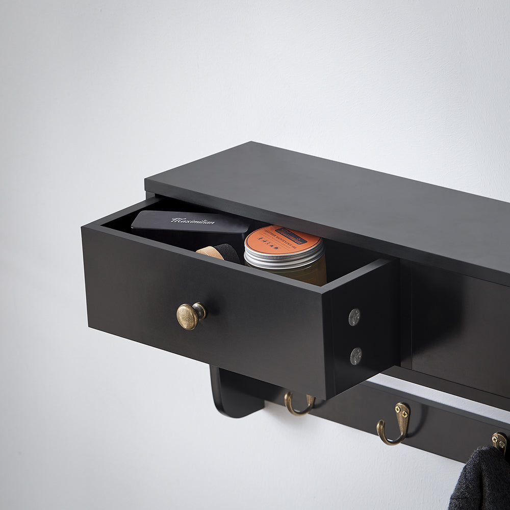 SoBuy FRG178-SCH Armoire murale Armoire murale Étagère suspendue avec 2 tiroirs et 5 crochets