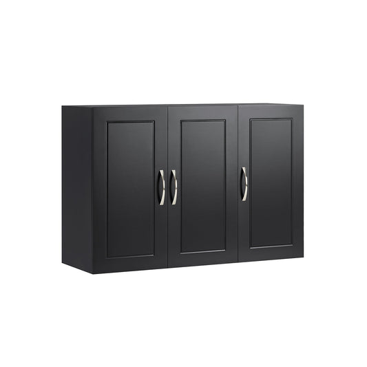 SoBuy Armoire suspendue Armoire de salle de bain noire - 90x60x30 cm - FRG231-L-SCH - Armoire murale avec deux portes et étagères réglables