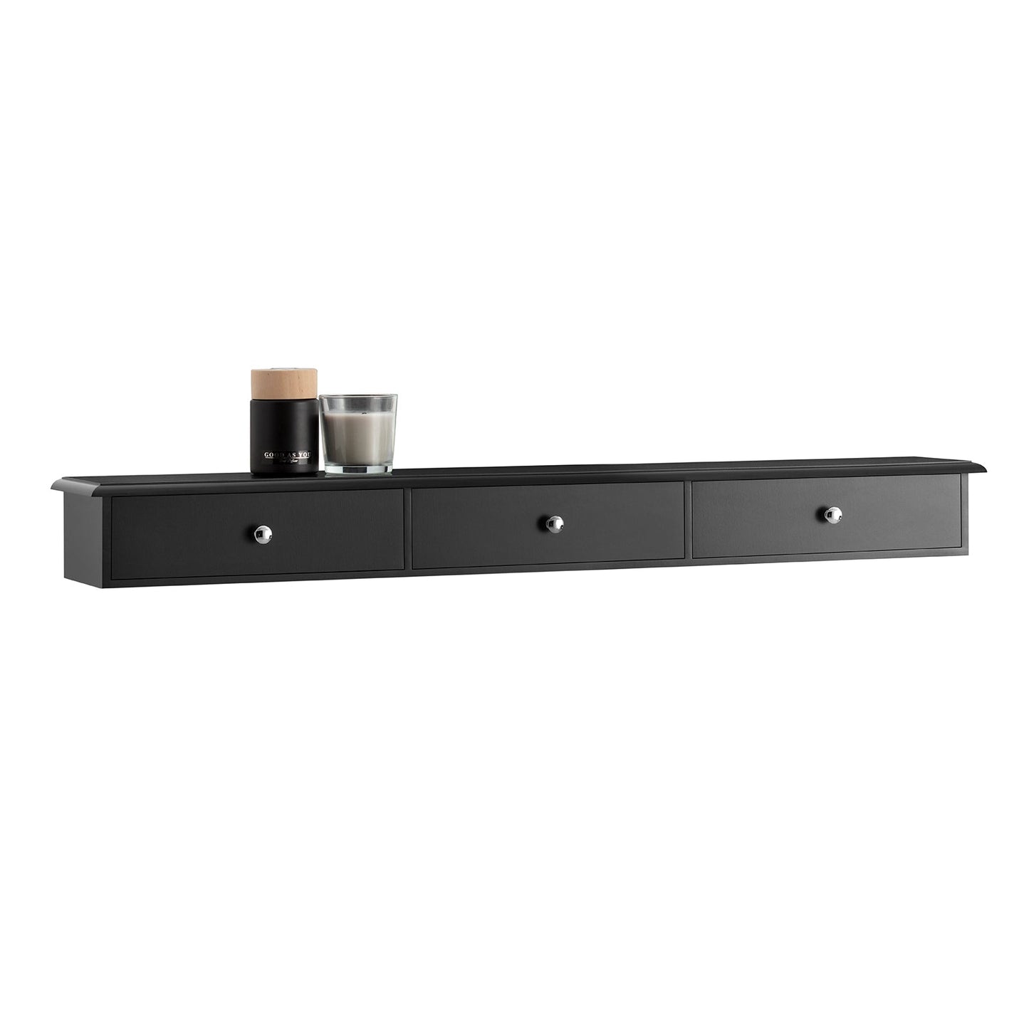SoBuy Armoire murale FRG43-L-SCH - 3 tiroirs - 93 x 10 x 15 cm - Noir