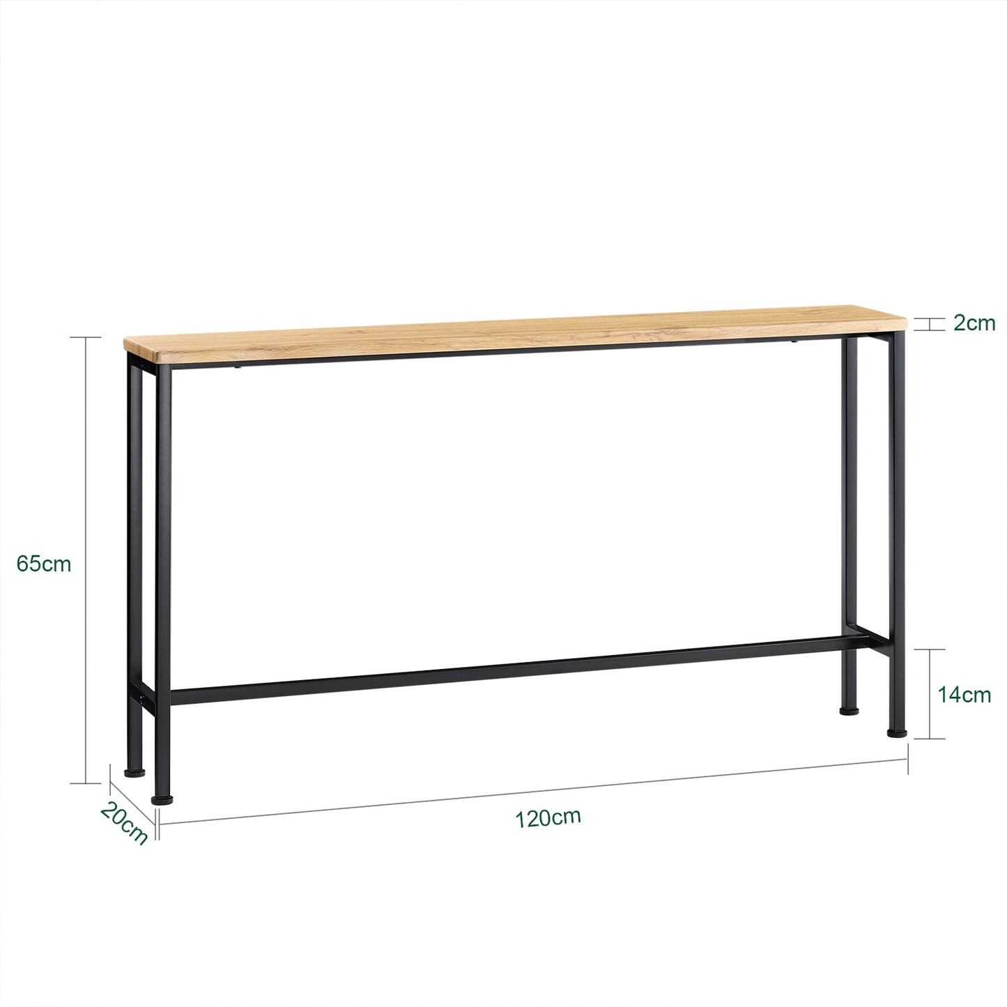 SoBuy FSB19-E Table console / Table d'appoint / Table d'entrée - 120 x 20 x 65 cm, bois MDF avec structure et pieds en métal gris