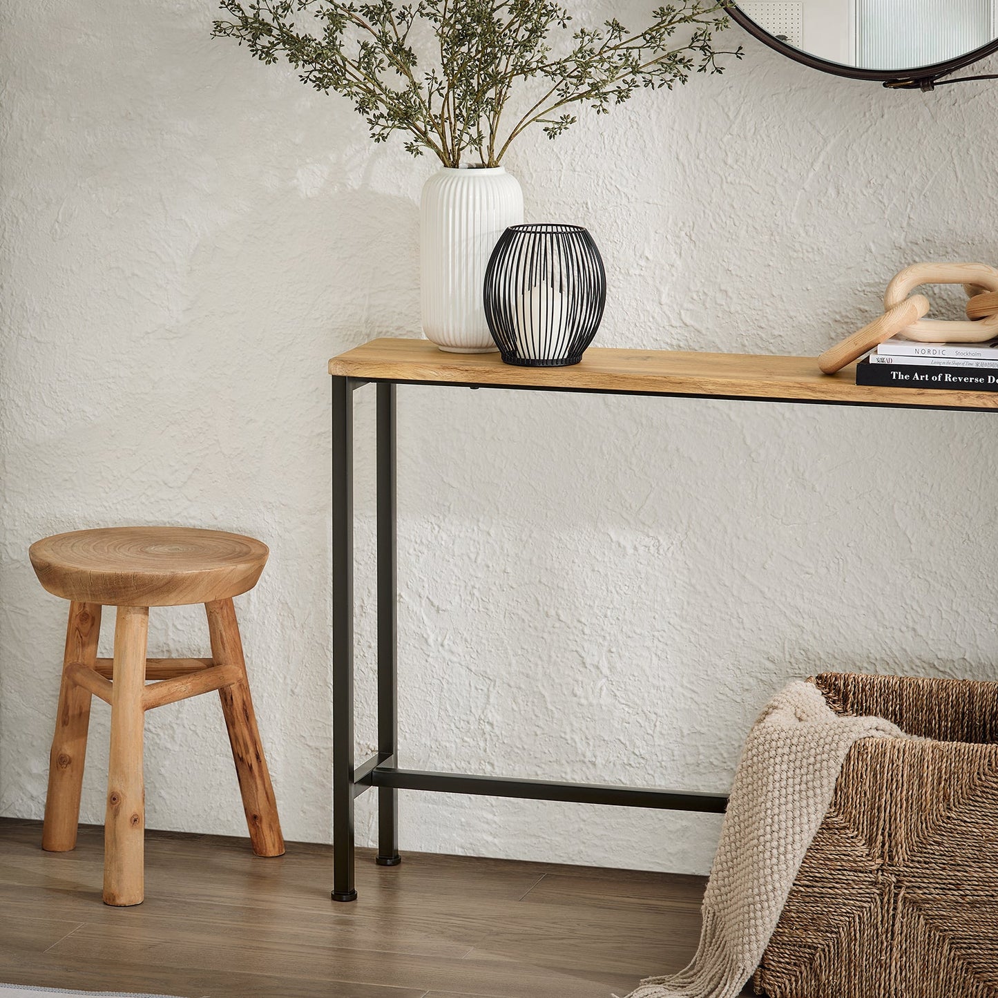 SoBuy FSB19-E Table console / Table d'appoint / Table d'entrée - 120 x 20 x 65 cm, bois MDF avec structure et pieds en métal gris