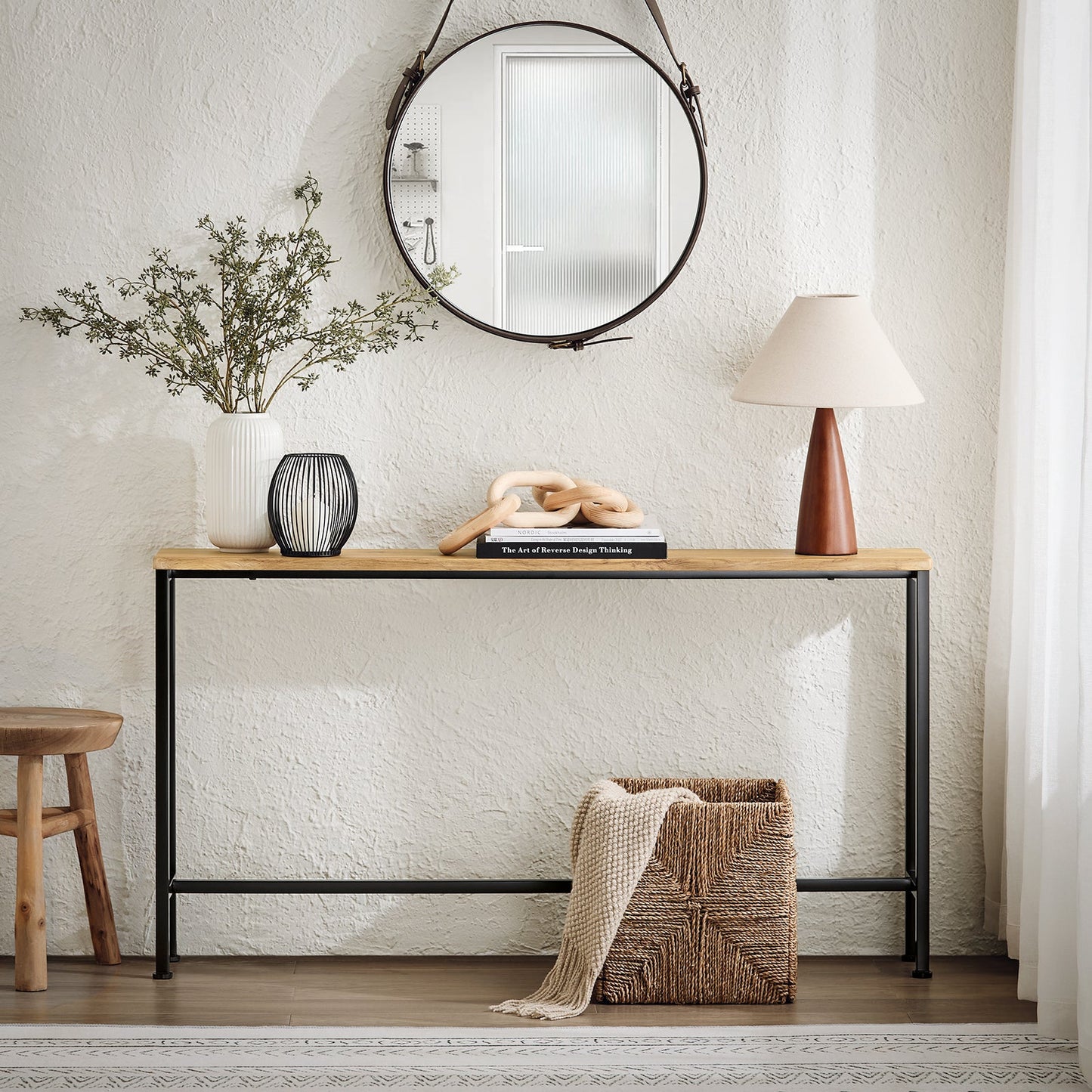 SoBuy FSB19-E Table console / Table d'appoint / Table d'entrée - 120 x 20 x 65 cm, bois MDF avec structure et pieds en métal gris