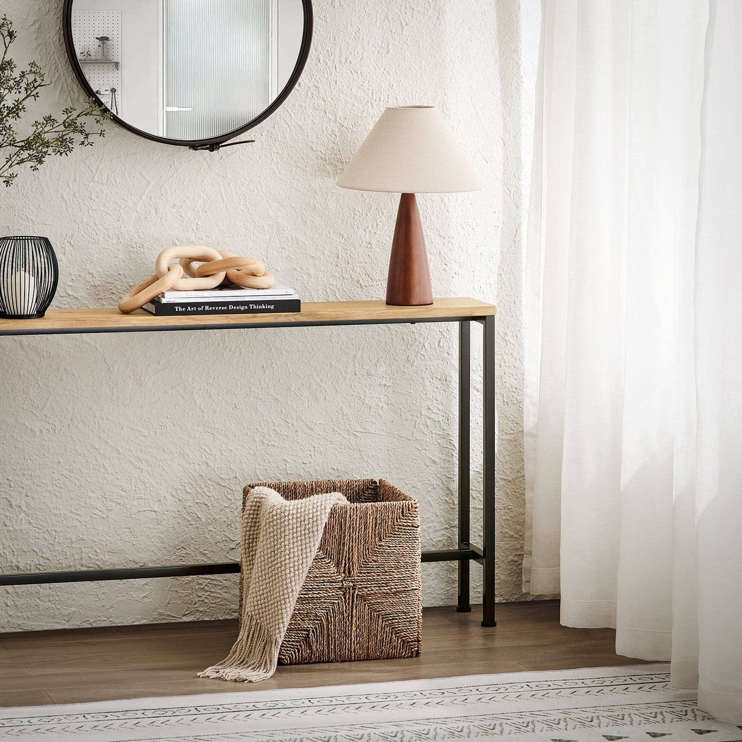 SoBuy FSB19-E Table console / Table d'appoint / Table d'entrée - 120 x 20 x 65 cm, bois MDF avec structure et pieds en métal gris
