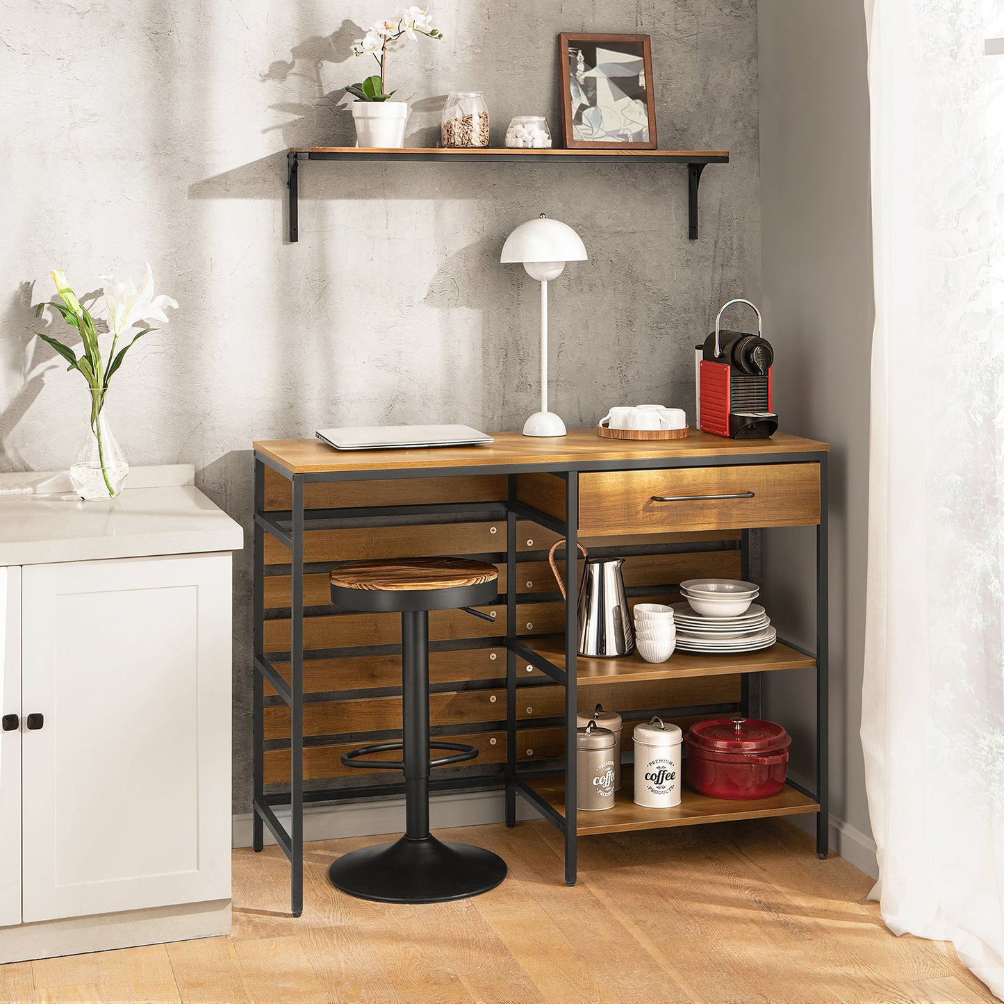 SoBuy FSB71-PF Buffet en bois composite marron avec tiroir et étagères