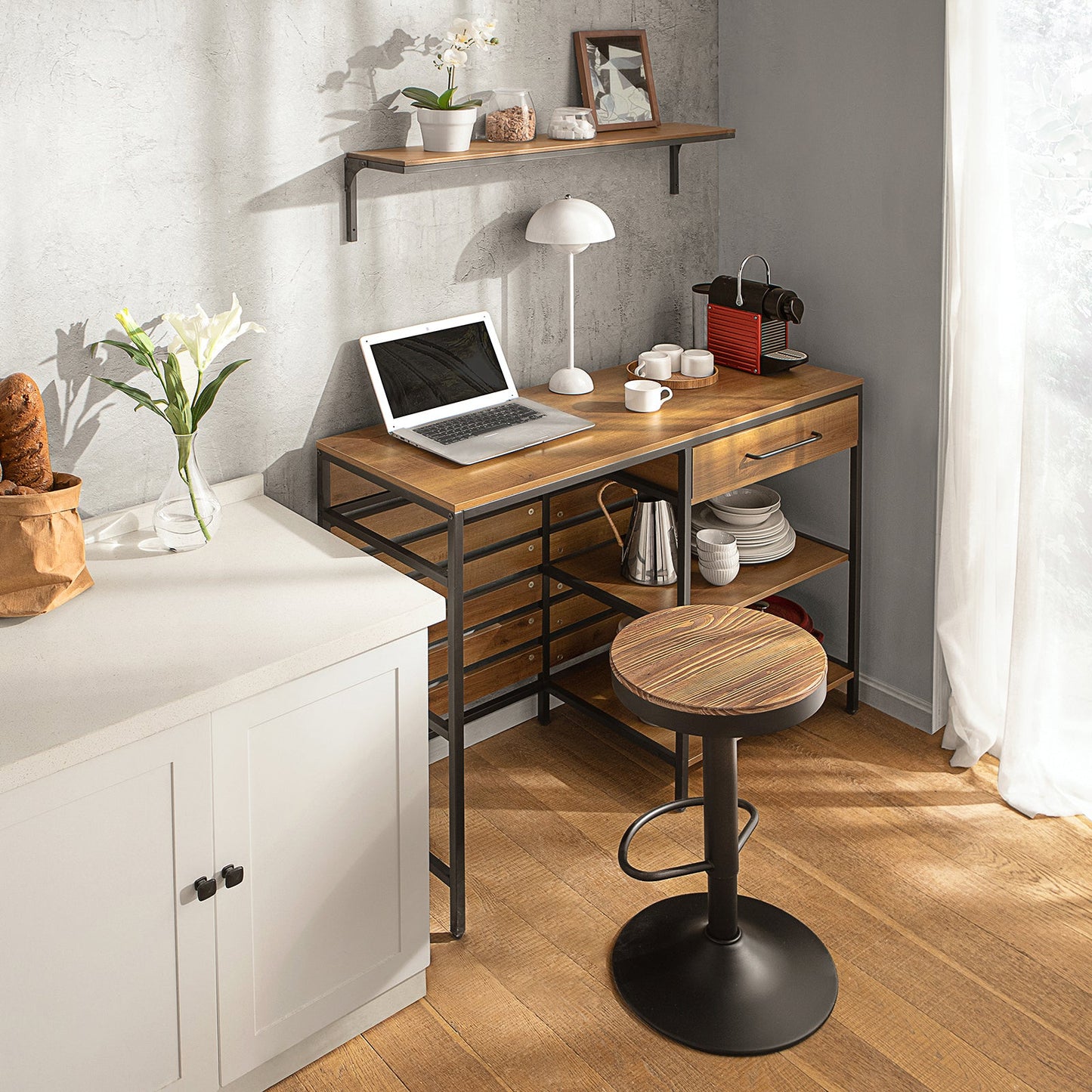 SoBuy FSB71-PF Buffet en bois composite marron avec tiroir et étagères