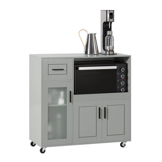 SoBuy Meuble micro-ondes FSB78-HG - 1 tiroir - 3 portes - 89 x 40 x 89 cm - Gris