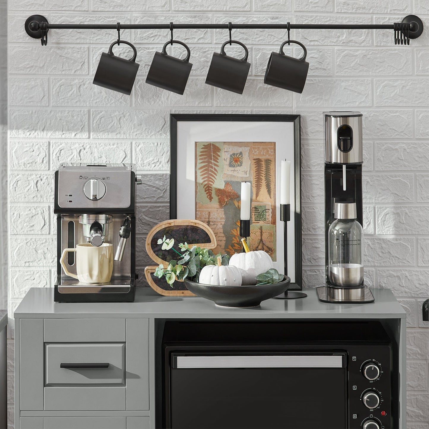 SoBuy Meuble micro-ondes FSB78-HG - 1 tiroir - 3 portes - 89 x 40 x 89 cm - Gris