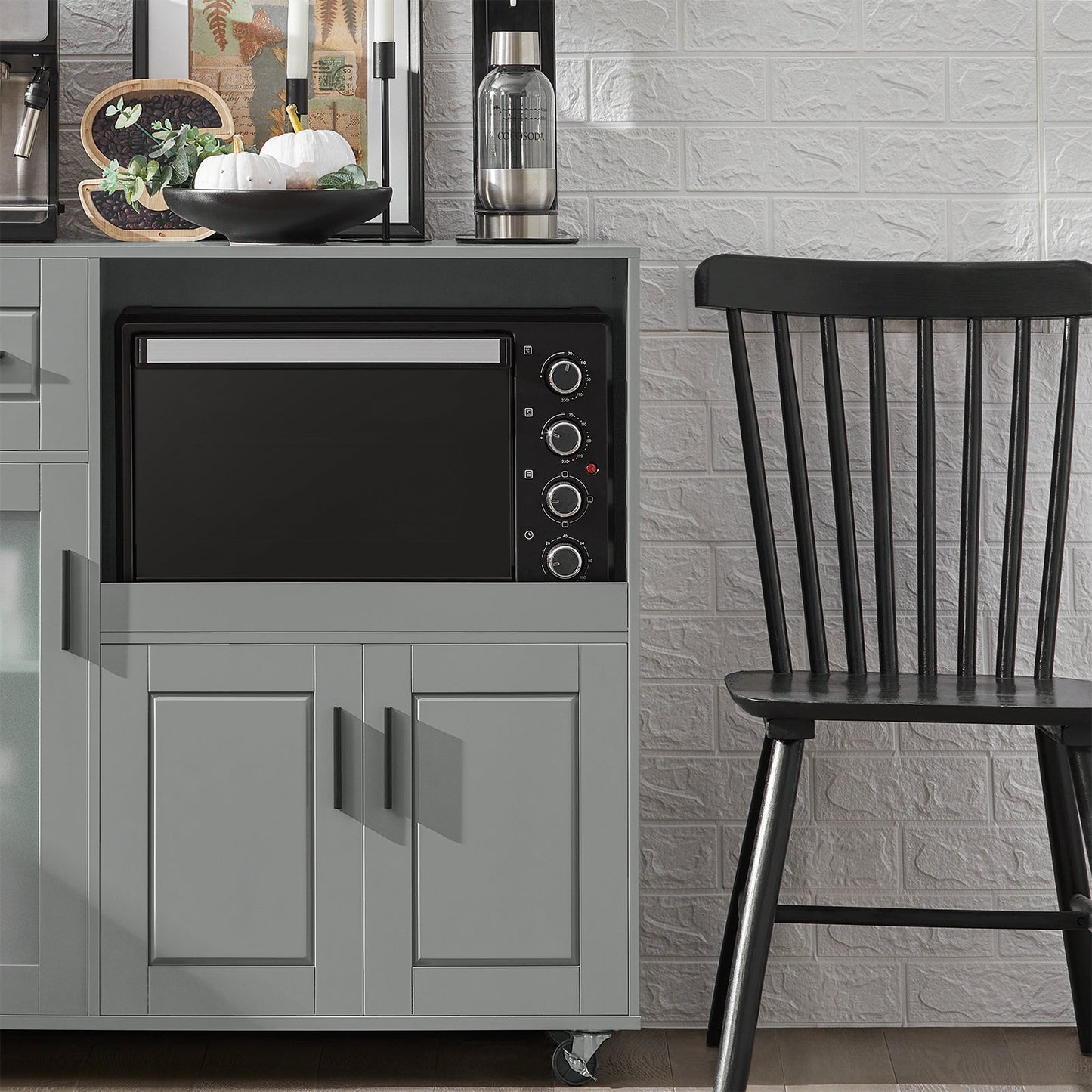 SoBuy Meuble micro-ondes FSB78-HG - 1 tiroir - 3 portes - 89 x 40 x 89 cm - Gris