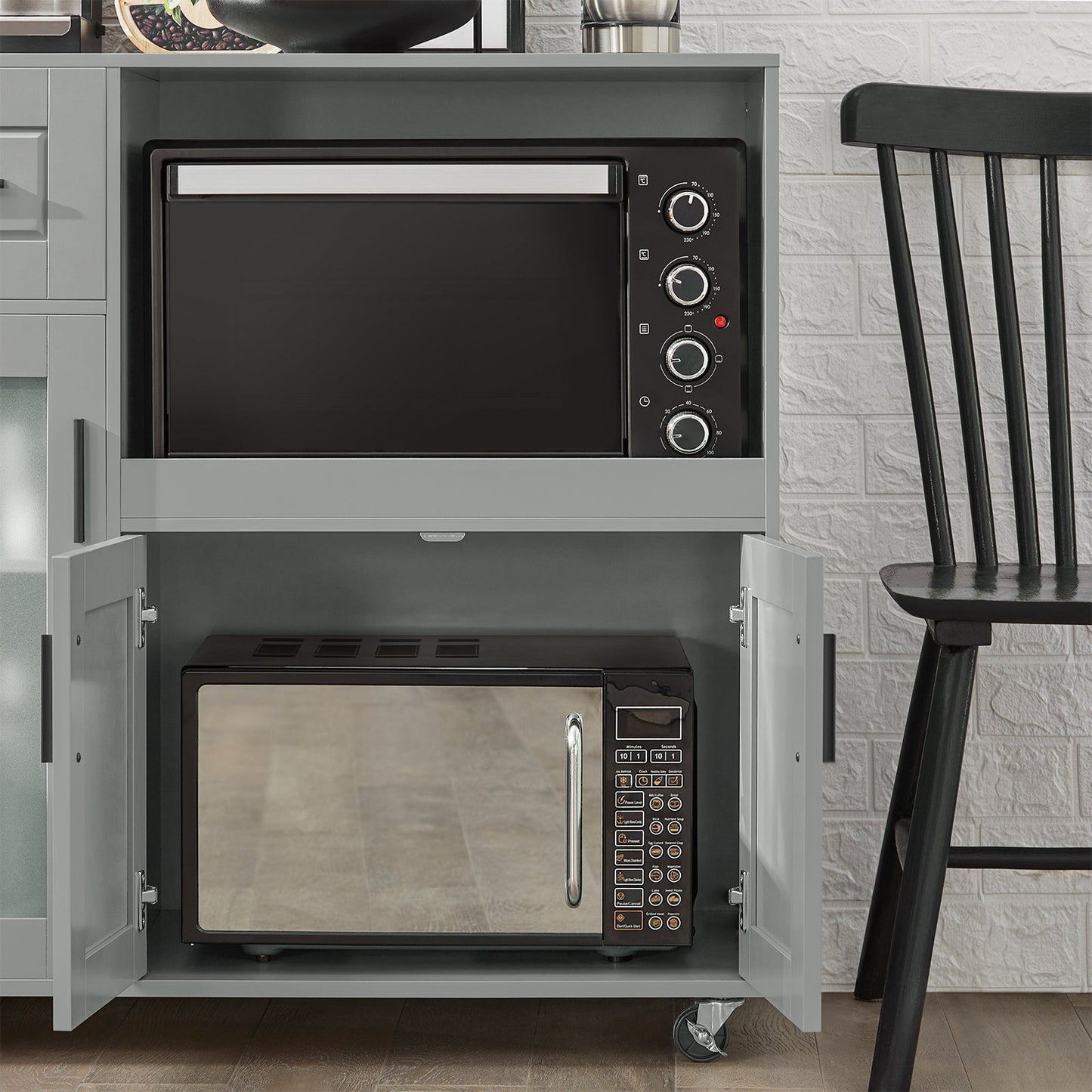 SoBuy Meuble micro-ondes FSB78-HG - 1 tiroir - 3 portes - 89 x 40 x 89 cm - Gris