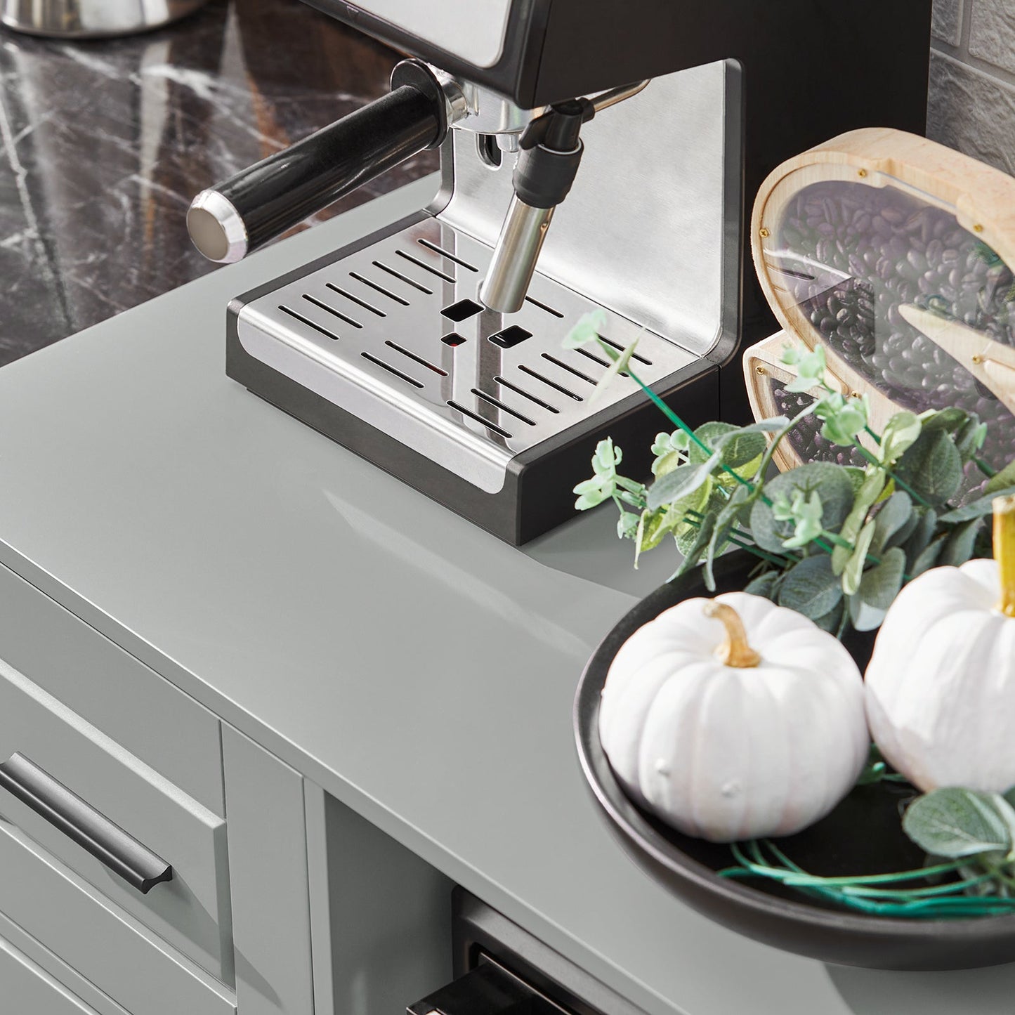 SoBuy Meuble micro-ondes FSB78-HG - 1 tiroir - 3 portes - 89 x 40 x 89 cm - Gris
