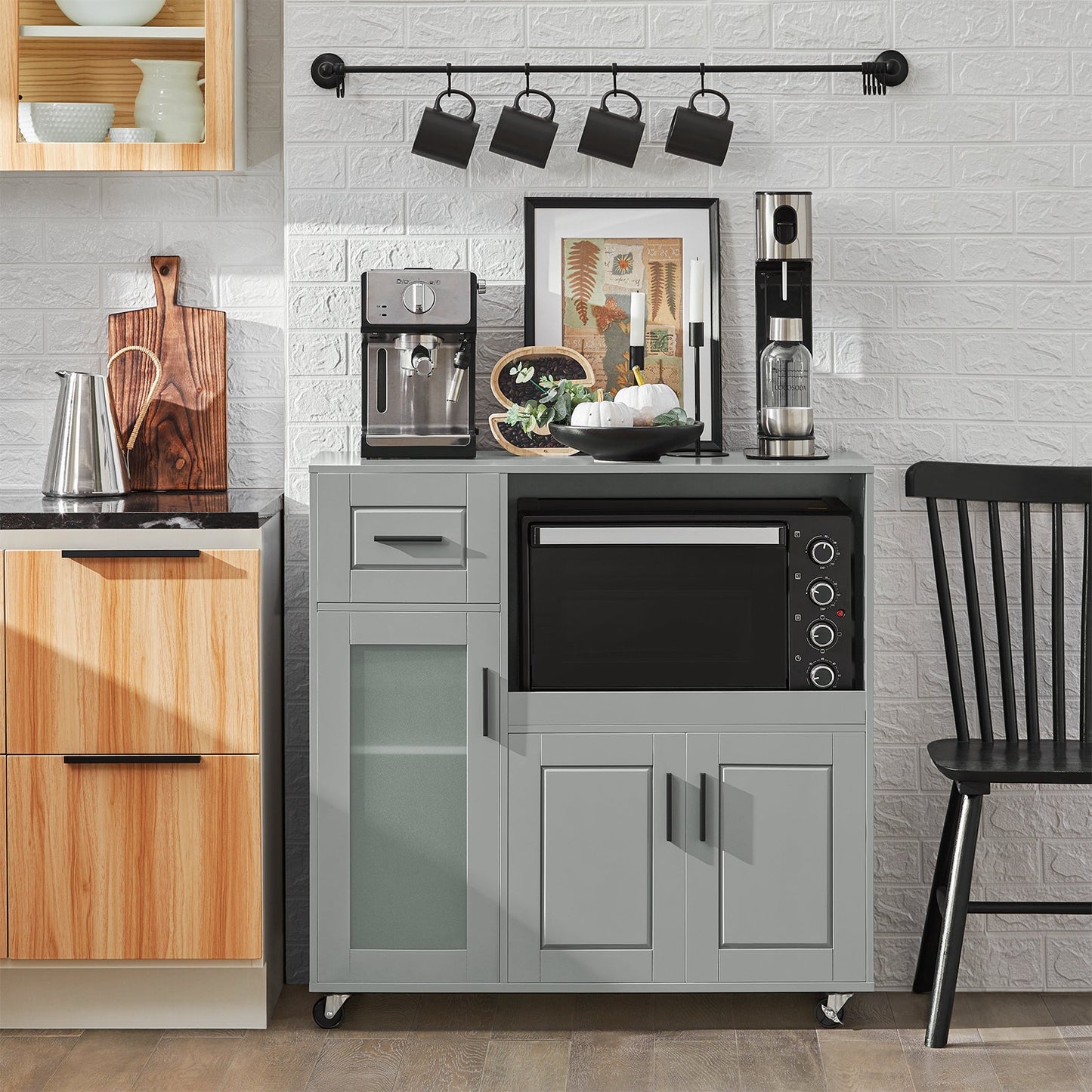 SoBuy Meuble micro-ondes FSB78-HG - 1 tiroir - 3 portes - 89 x 40 x 89 cm - Gris