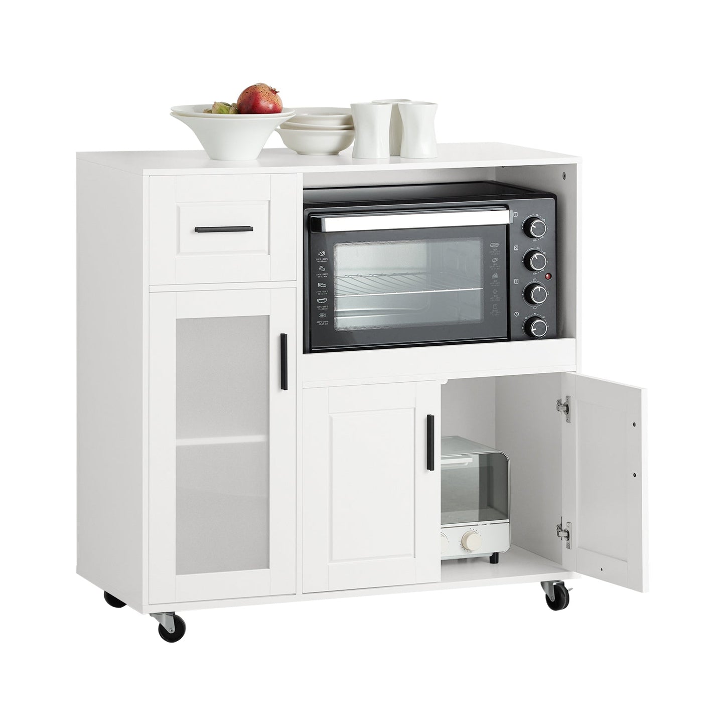 Armoire micro-ondes - SoBuy - Armoire cuisine - 1 tiroir - 3 portes - 89 x 40 x 89 cm - Blanc
