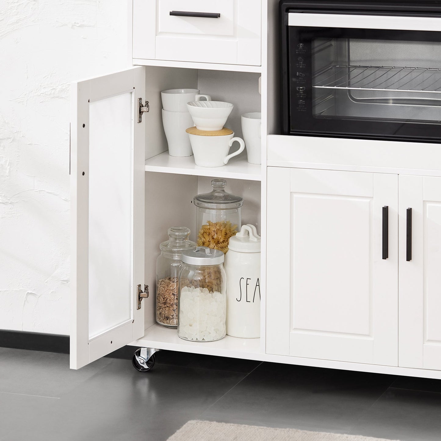 Armoire micro-ondes - SoBuy - Armoire cuisine - 1 tiroir - 3 portes - 89 x 40 x 89 cm - Blanc