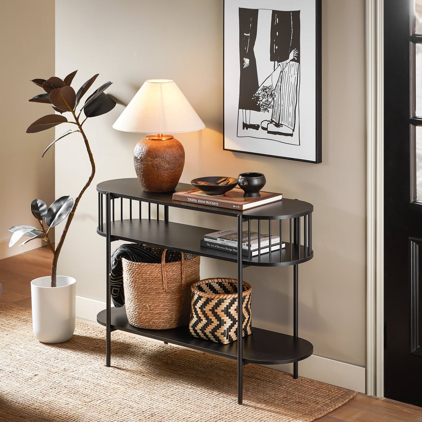 SoBuy Table console - Avec 3 niveaux - max 75 kg - 110 x 39 x 76 cm - Noir