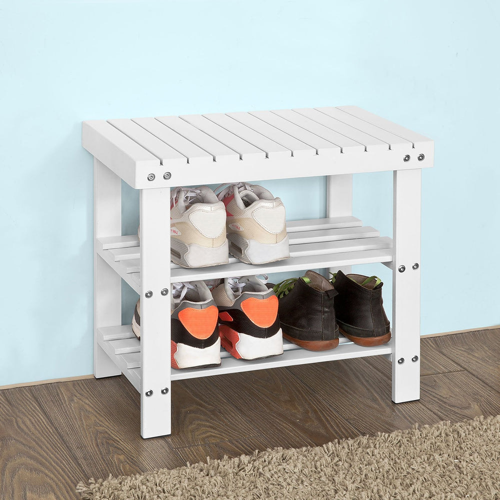 SoBuy - Rangement pour chaussures avec banc - Blanc - 50x29x45 cm