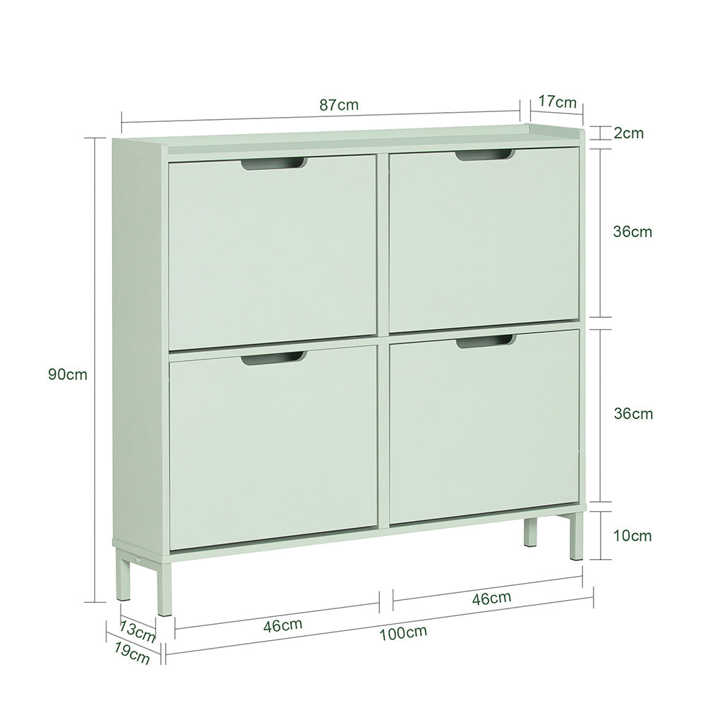 SoBuy Meuble à chaussures FSR100-GR - 4 tiroirs - 100 x 19 x 90 cm - Vert