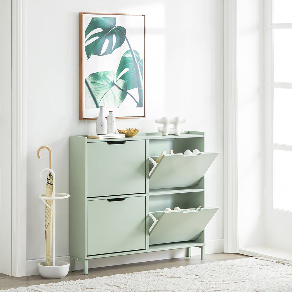 SoBuy Meuble à chaussures FSR100-GR - 4 tiroirs - 100 x 19 x 90 cm - Vert