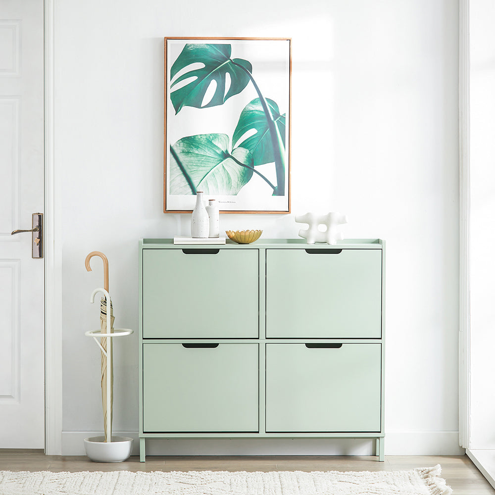 SoBuy Meuble à chaussures FSR100-GR - 4 tiroirs - 100 x 19 x 90 cm - Vert