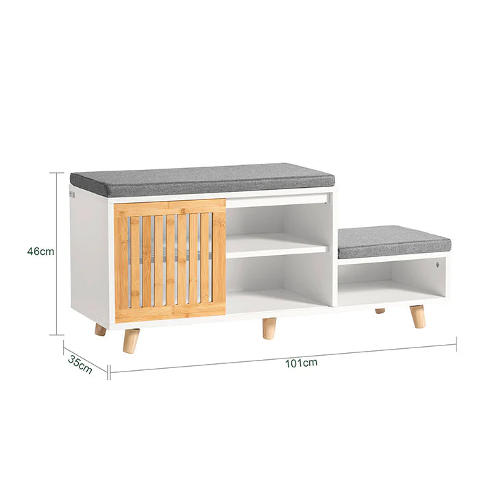 SoBuy Bench - Meuble à chaussures - Blanc - 101x46x35cm - FSR125-WN