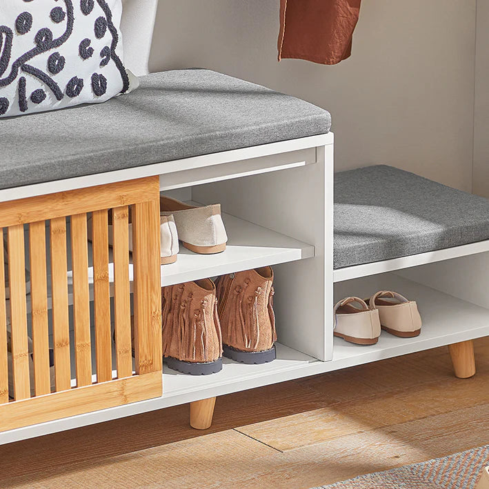 SoBuy Bench - Meuble à chaussures - Blanc - 101x46x35cm - FSR125-WN