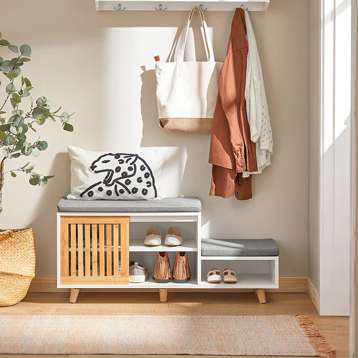 SoBuy Bench - Meuble à chaussures - Blanc - 101x46x35cm - FSR125-WN