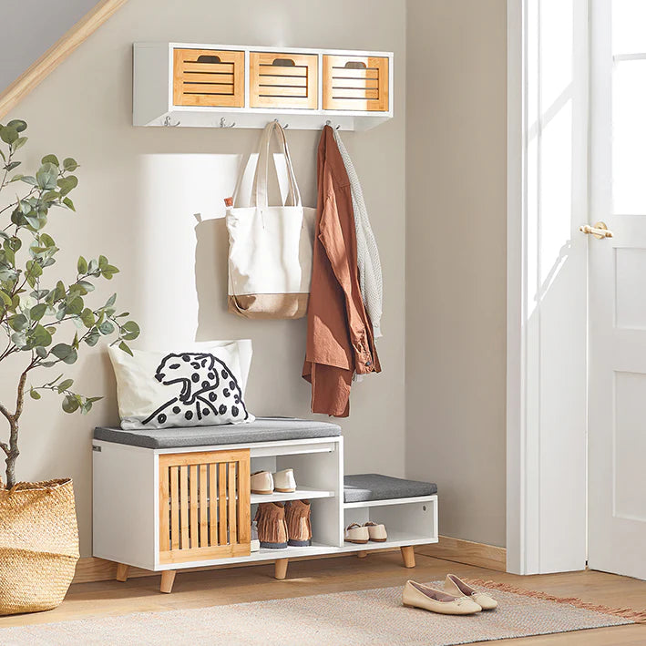 SoBuy Bench - Meuble à chaussures - Blanc - 101x46x35cm - FSR125-WN