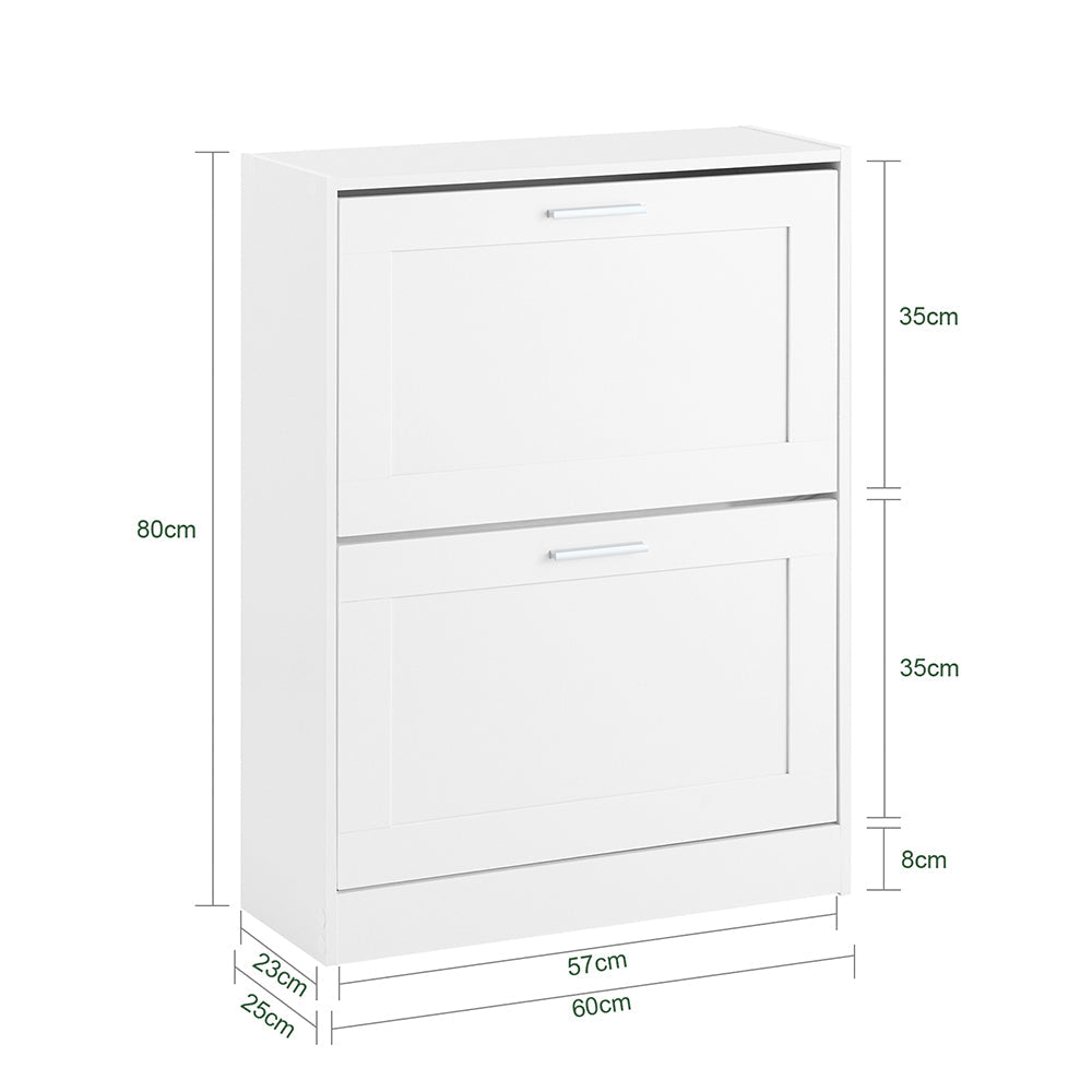 SoBuy FSR137-W Armoire à chaussures moderne blanche à 2 abattants | compacte 60x25x80 cm