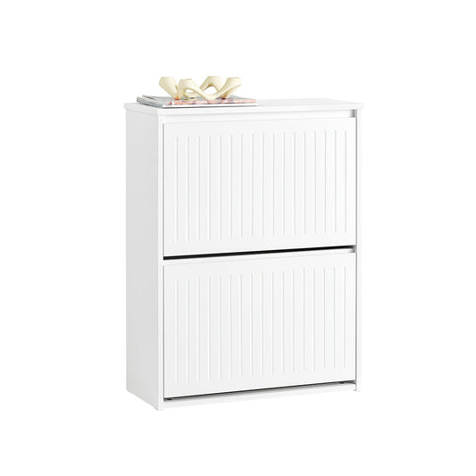 SoBuy Armoire à chaussures FSR165-K-W - 2 abattants - 26 x 61 x 81 cm - Blanc