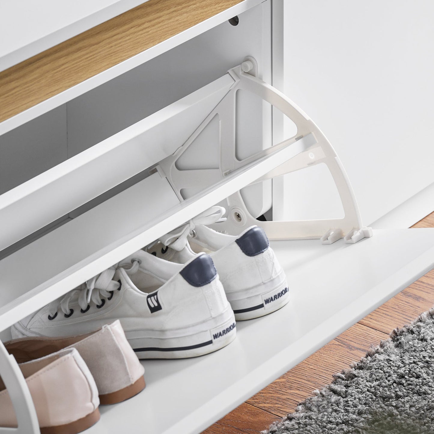 SoBuy Meuble à chaussures avec banc - blanc - 104x30x47 cm - 2 tiroirs - design moderne