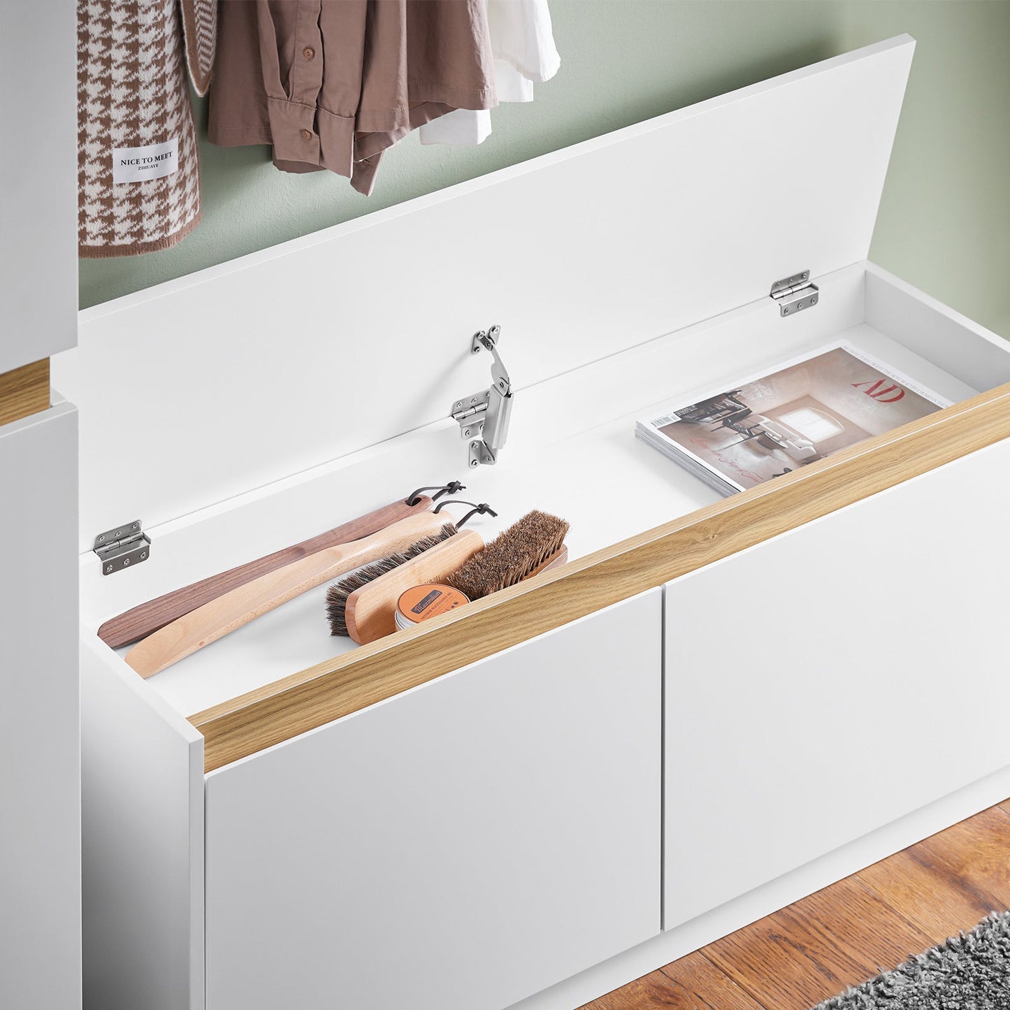 SoBuy Meuble à chaussures avec banc - blanc - 104x30x47 cm - 2 tiroirs - design moderne
