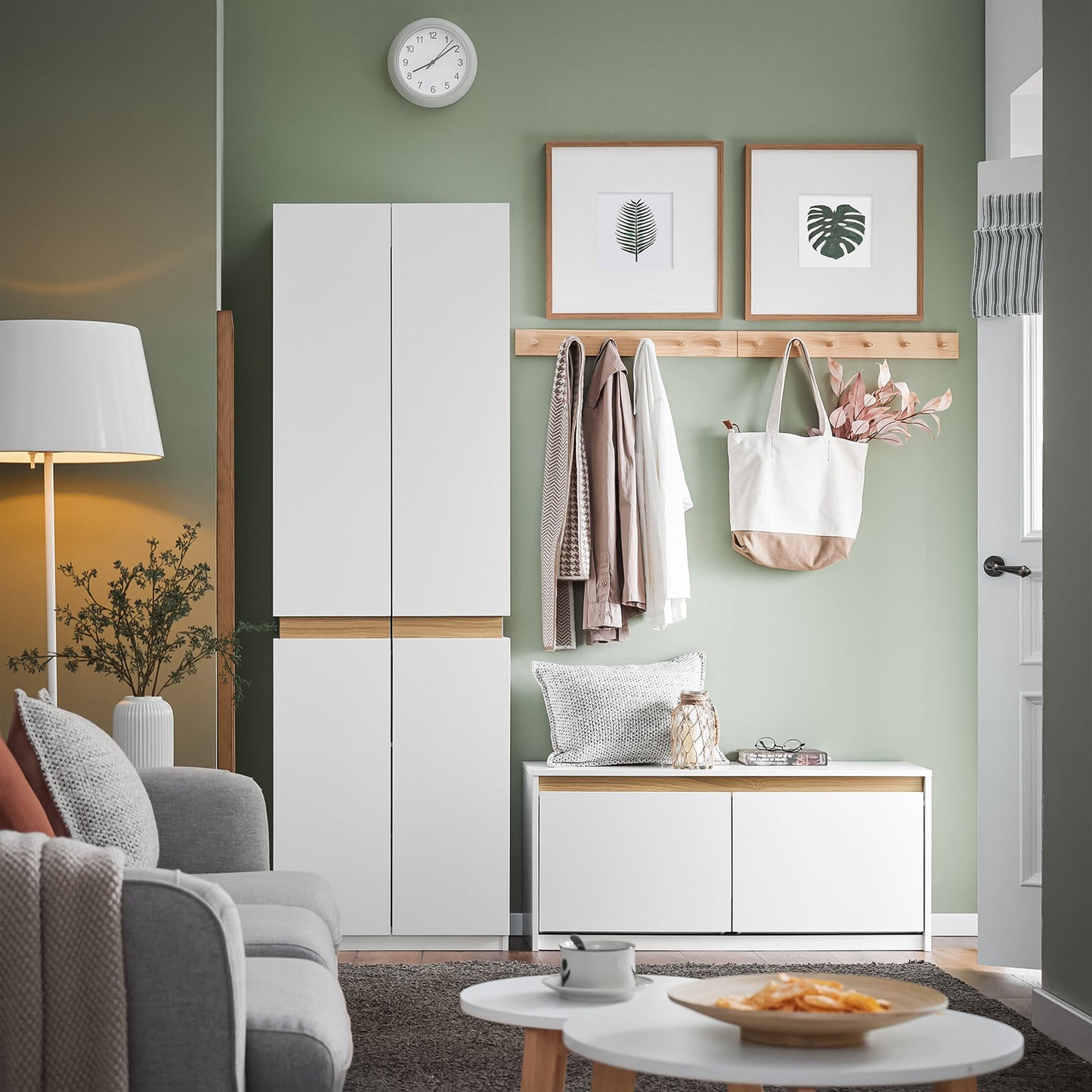 SoBuy Meuble à chaussures avec banc - blanc - 104x30x47 cm - 2 tiroirs - design moderne